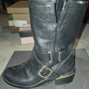 Vince Camuto Black Leather Combat Boots